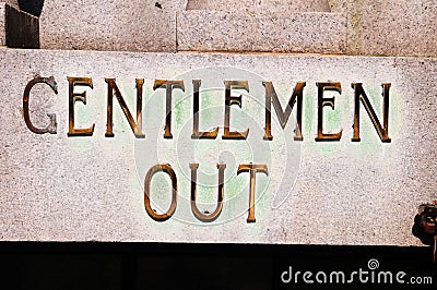 Gentlemen Out Toilet Sign Stock Photo