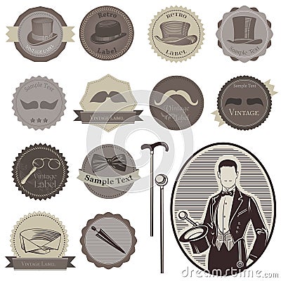 Gentlemen's Accessories Labels Vector Illustration