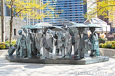 The Gentlemen sculptures at AMA Plaza in Chicago, Illinois, USA Editorial Stock Photo