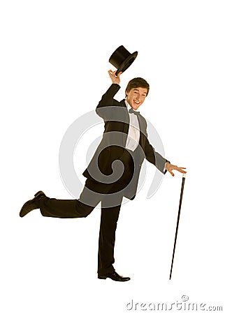 Gentlemen in suit with top hat and cane Stock Photo