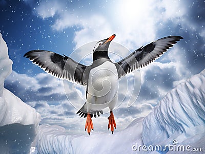 Ai Generated illustration Wildlife Concept of Gentoo penguin Cartoon Illustration