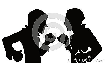 Gents silhouettes with gloves, ready to fight each other, Vector illustration Vector Illustration