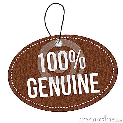 100% genuine brown leather label or price tag Vector Illustration