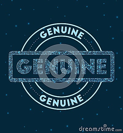 Genuine. Glowing round badge. Vector Illustration