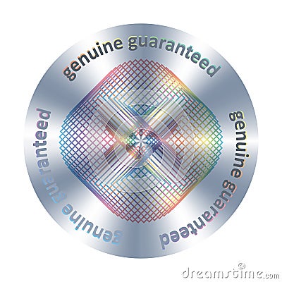 Genuine guaranteed metallic round hologram realistic sticker, icon, badge, seal stamp medal. Vector element for product Vector Illustration