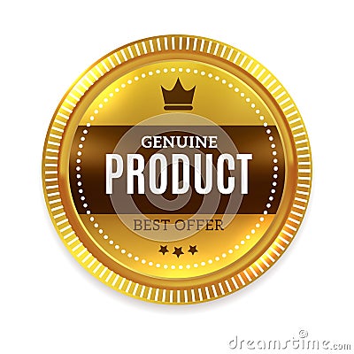 Genuine product badge. Best offer golden label Vector Illustration