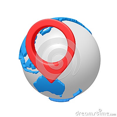 Geo mark pointer on planet earth. Navigation concept Cartoon Illustration