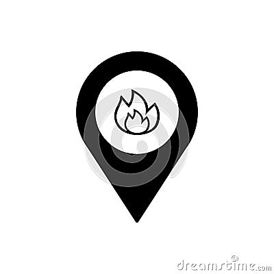 Geo tag firefighters outline icon isolated. Symbol, logo illustration for mobile concept and web design. Vector Illustration