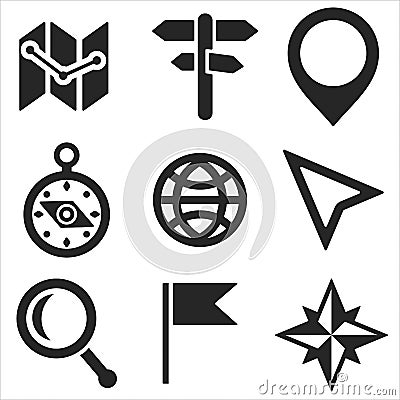 Geo web and mobile icons set. Vector. Vector Illustration