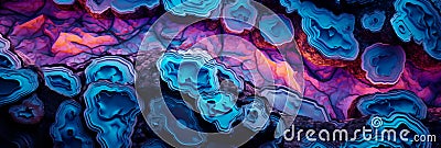 Geode inspired formation with complex colorful crystal formations on a rock background. Generative Ai Stock Photo