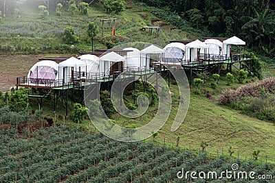 Geodesic dome camping Tents in Chiang Mai province Thailand. Stock Photo