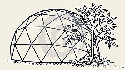 Geodesic dome silhouette, architecture and modern structure vector design Generative AI Vector Illustration