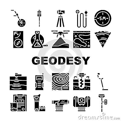Geodesy Equipment Collection Icons Set Vector Illustration Vector Illustration