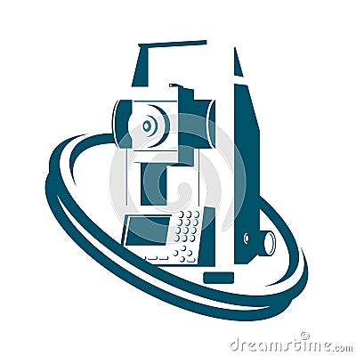 Geodetic instruments silhouette Vector Illustration