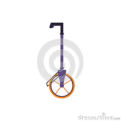 Geodetic measuring road curves wheel devise flat vector illustration isolated. Vector Illustration