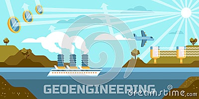 Geoengineering concept vector illustration, altering, atmosphere, biosphere Vector Illustration