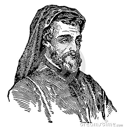 Geoffrey Chaucer, vintage illustration Vector Illustration