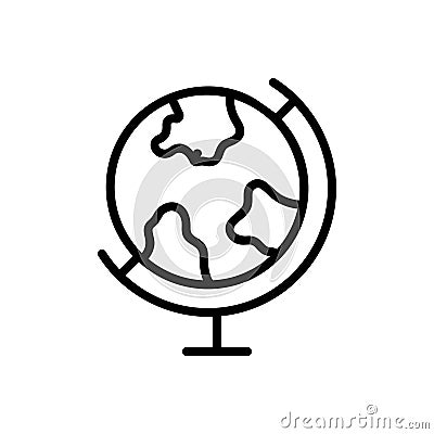 Black line icon for Geographic, world and globe Vector Illustration