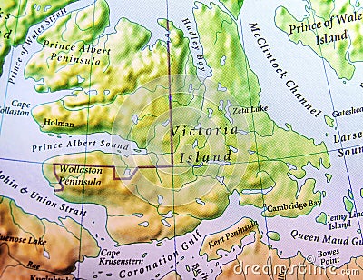 Geographic map of Canada island Victoria Island Stock Photo