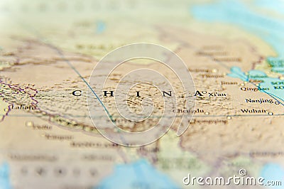 Geographic map of China country with important cities Stock Photo