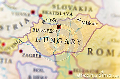 Geographic map of European country Hungary with important cities Stock Photo