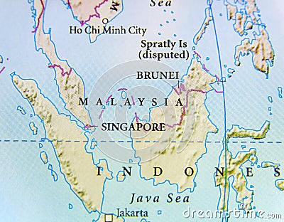 Geographic map of Malaysia country with important cities Stock Photo