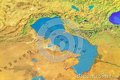 Geographic map of midle east Caspian Sea Stock Photo