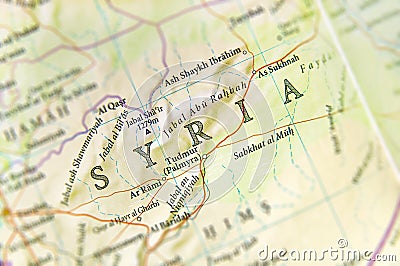 Geographic map of Syria with important cities Stock Photo