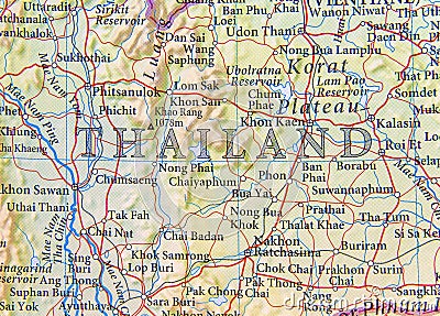 Geographic map of Thailand with important cities Stock Photo