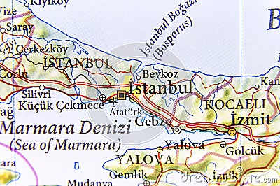 Geographic map of Turkey with large city Istanbul Stock Photo