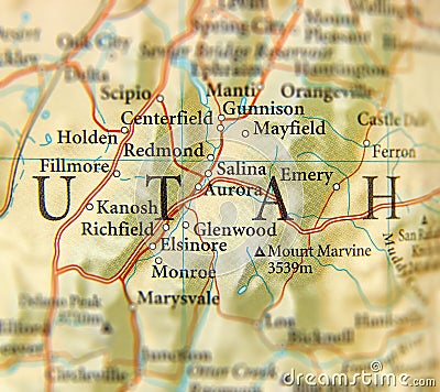 Geographic map of US state Utah and important cites Stock Photo