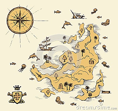 Geographic map. Vector drawing Vector Illustration