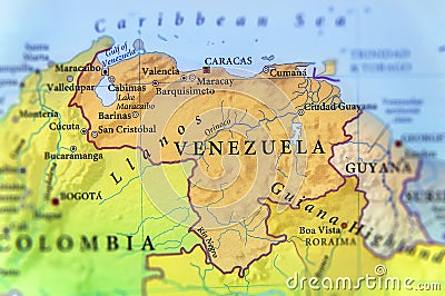 Geographic map of Venezuela countries with important cities Stock Photo