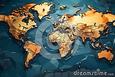Geographical intrigue, abstract world map with distinctive location marks Stock Photo