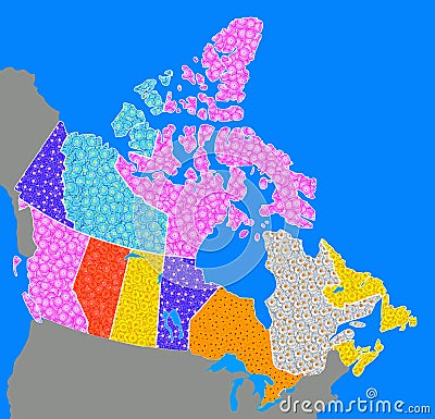 Geographical map of Canada with individual provinces Stock Photo