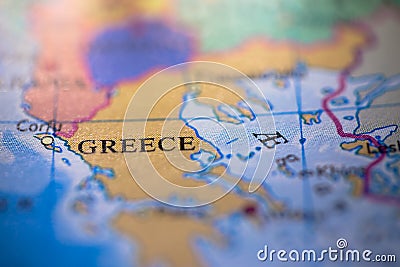 Geographical map location of country Greece in Europe continent on atlas Stock Photo