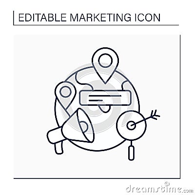 Geographical targeting line icon Vector Illustration