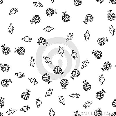 Geography And Astronomy Seamless Pattern Vector Vector Illustration