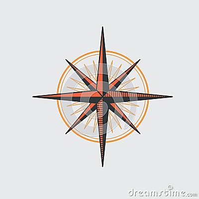 Geography compass wind rose icon. vintage navigation cartography. Stock vector illustration isolated on white background Vector Illustration