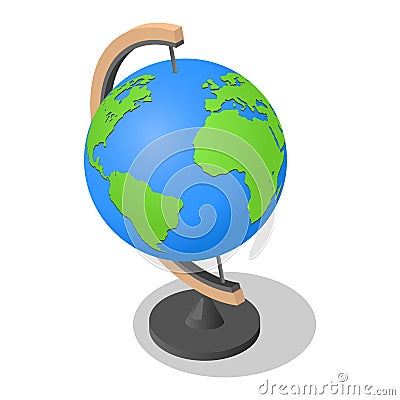 Geography globe earth school icon, isometric style Stock Photo