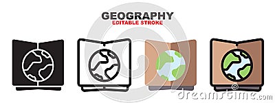 Geography icon set with different styles. Editable stroke and pixel perfect. Can be used for web, mobile, ui and more Vector Illustration