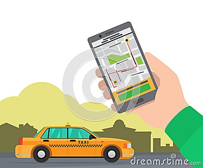 Geolocation on the map mobile app Vector Illustration