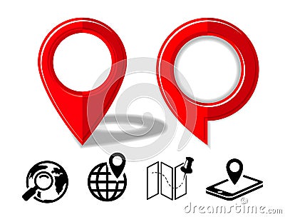 Geolocation map point icons set Vector Illustration