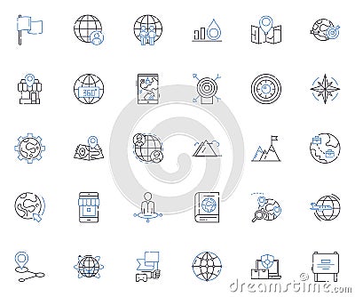 Geolocation line icons collection. Tracking, Mapping, Location, GPS, Navigation, Positioning, Geo-fencing vector and Vector Illustration