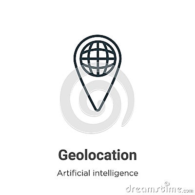 Geolocation outline vector icon. Thin line black geolocation icon, flat vector simple element illustration from editable big data Vector Illustration