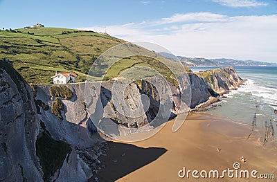 Geologic folds in Zumaias beach Stock Photo