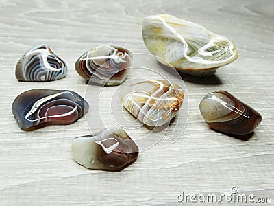 Geological set agate minerals semigem stones Stock Photo