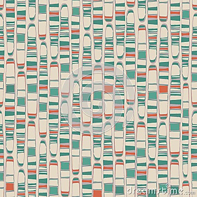 Geological strata in abstract vertical rows of multicolor shapes Seamless geometric vector pattern on neutral sandstone Vector Illustration