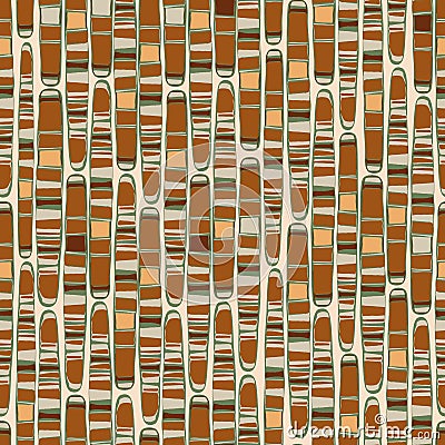 Geological strata seamless vector pattern on neutral sandstone background. Mosaic style texture backdrop with vertical Vector Illustration