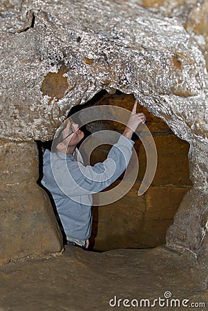 Geologist Exploring Caves Stock Photo